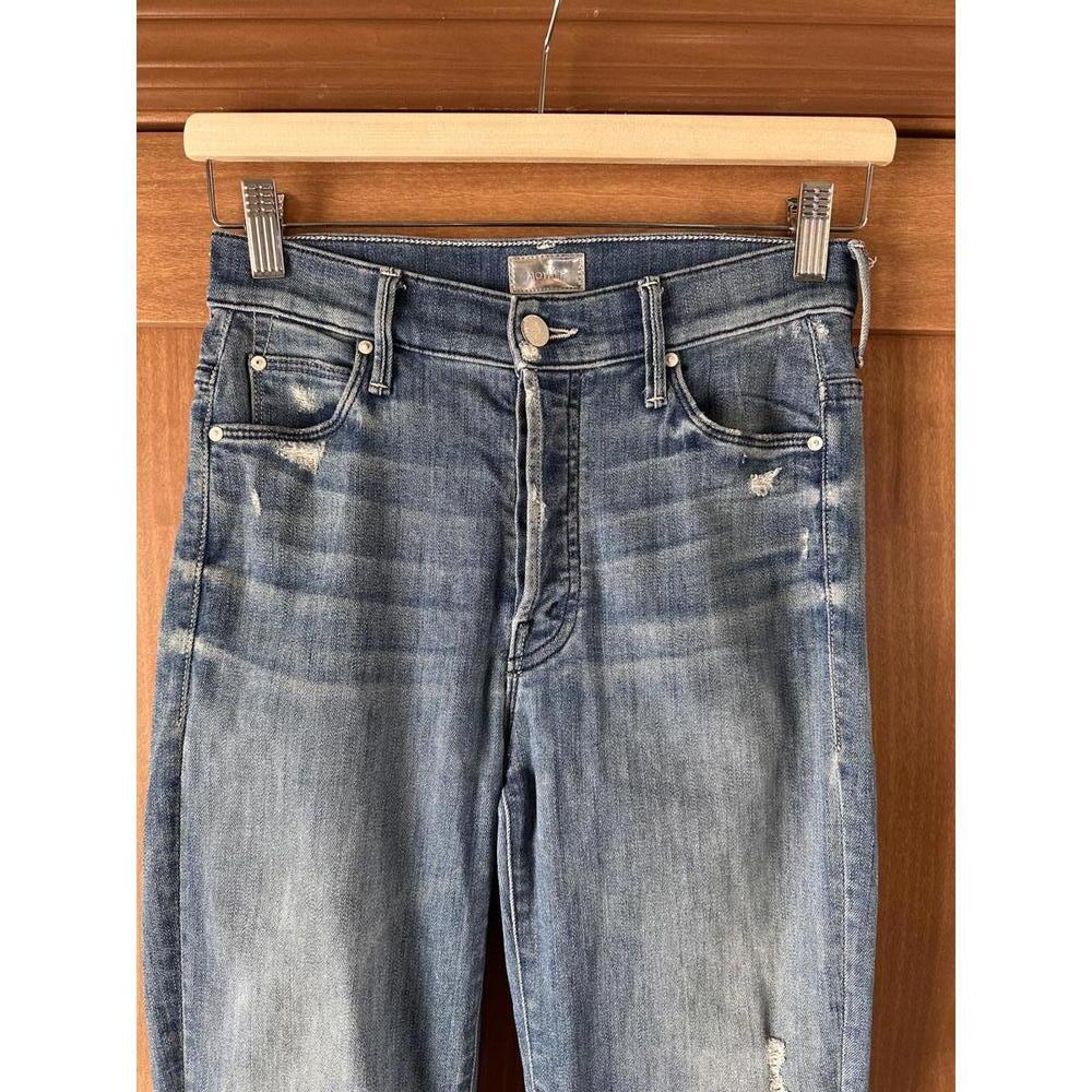 MOTHER The Stunner Ankle Fray Graffiti Girl Denim Distressed Jeans Women’s sz 24 - Picture 2 of 15